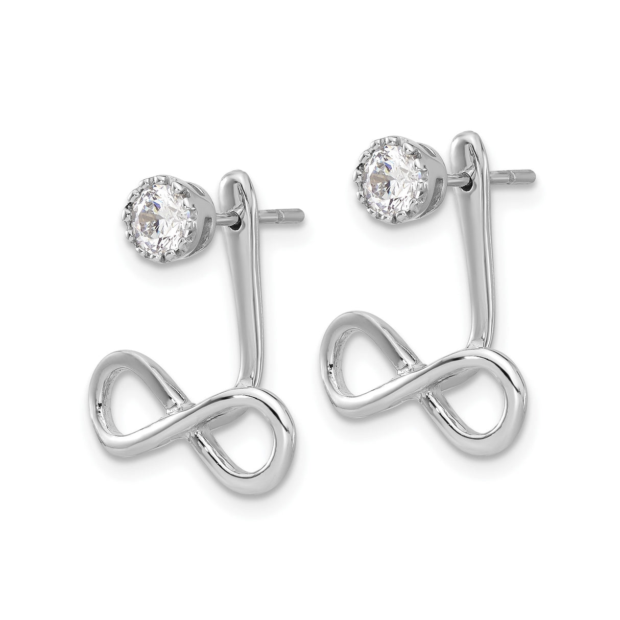 Sterling Silver Infinity Stud Earrings with Cubic Zirconia, Romantic Symbol Design for Women