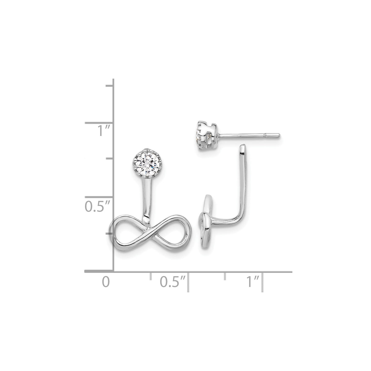 Sterling Silver Infinity Stud Earrings with Cubic Zirconia, Romantic Symbol Design for Women