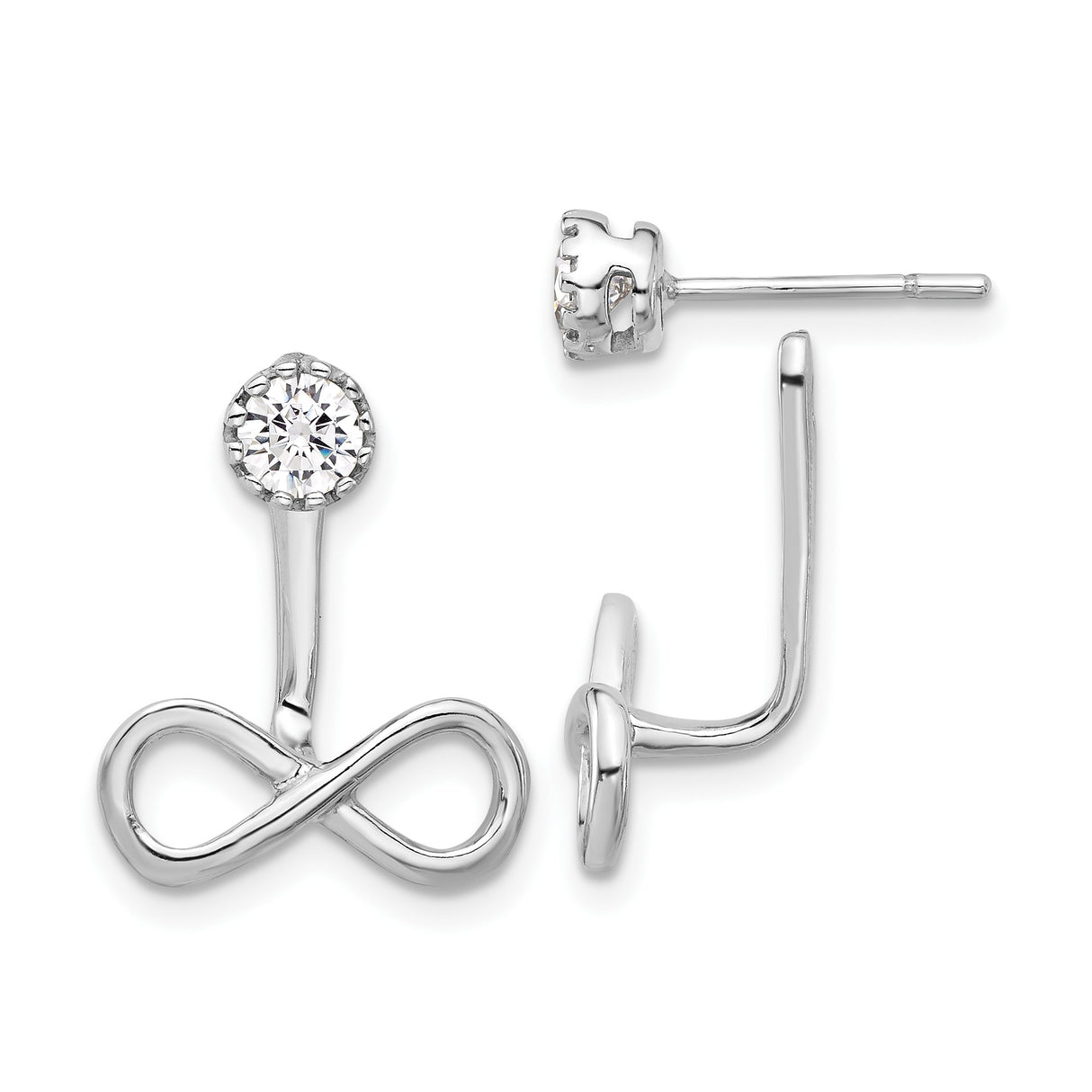Sterling Silver Infinity Stud Earrings with Cubic Zirconia, Romantic Symbol Design for Women