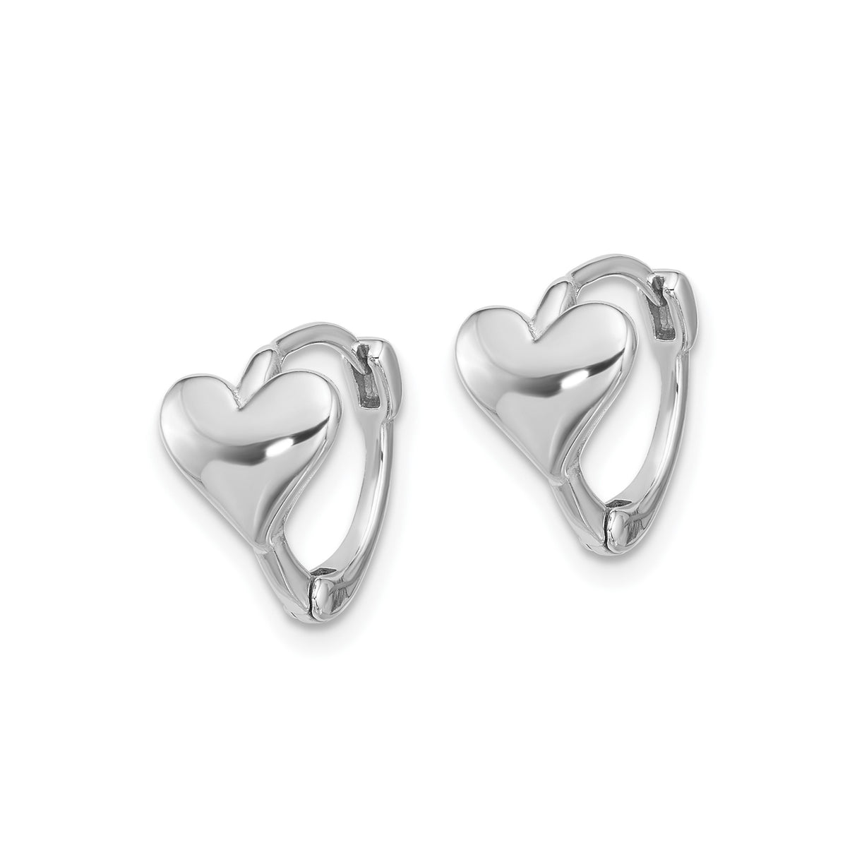 Sterling Silver Heart Hoop Earrings with Polished Charm, Hinged Closure, Romantic Design for Women