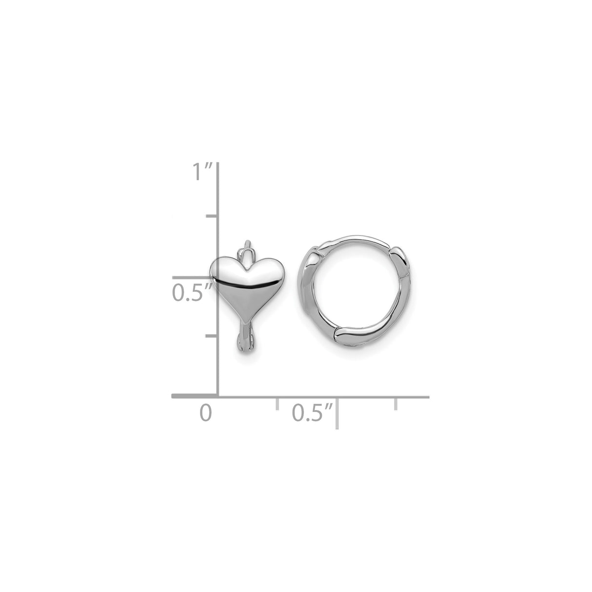 Sterling Silver Heart Hoop Earrings with Polished Charm, Hinged Closure, Romantic Design for Women