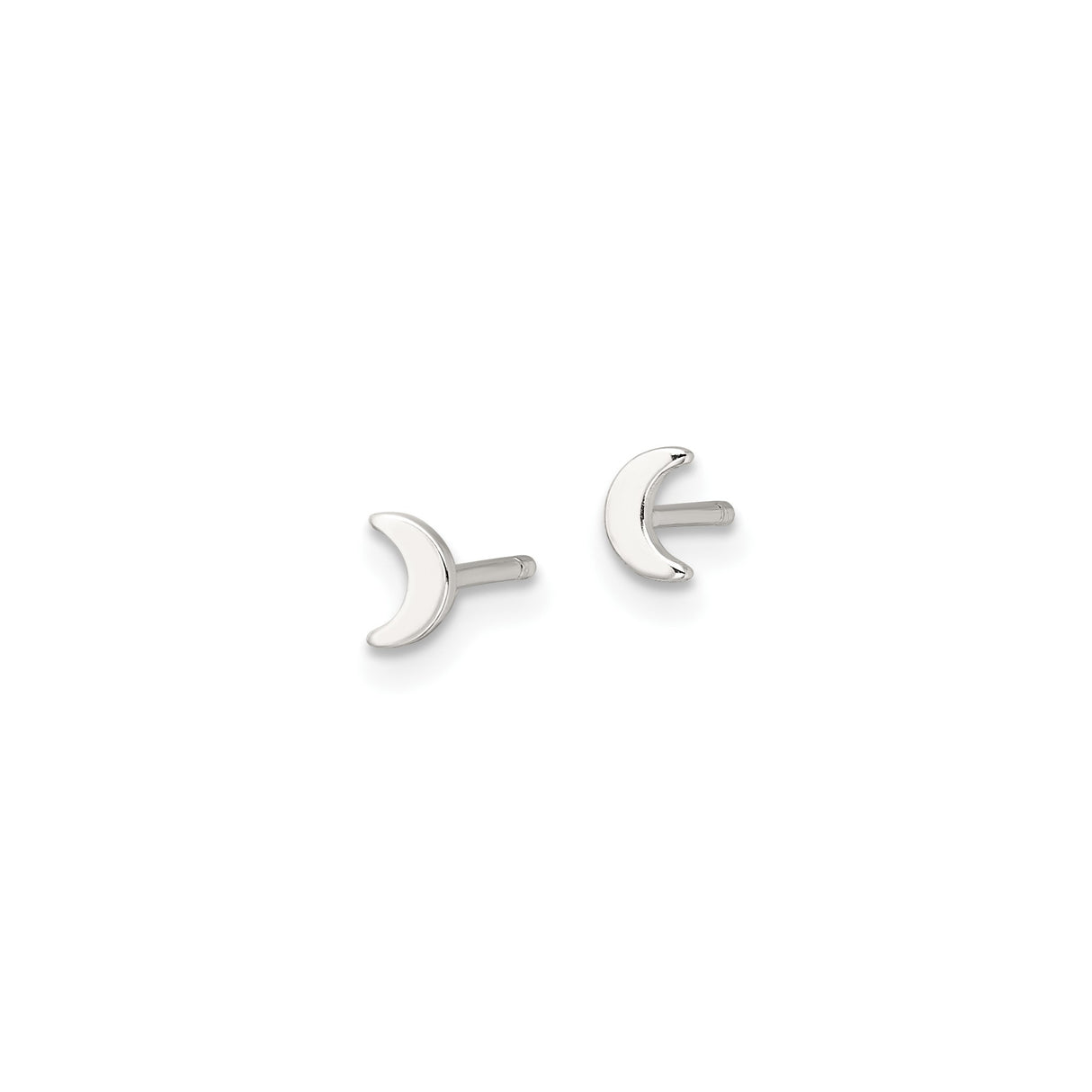 Sterling Silver Crescent Moon Stud Earrings, Minimalist Celestial Style for Women