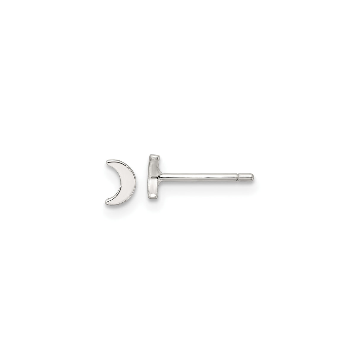 Sterling Silver Crescent Moon Stud Earrings, Minimalist Celestial Style for Women