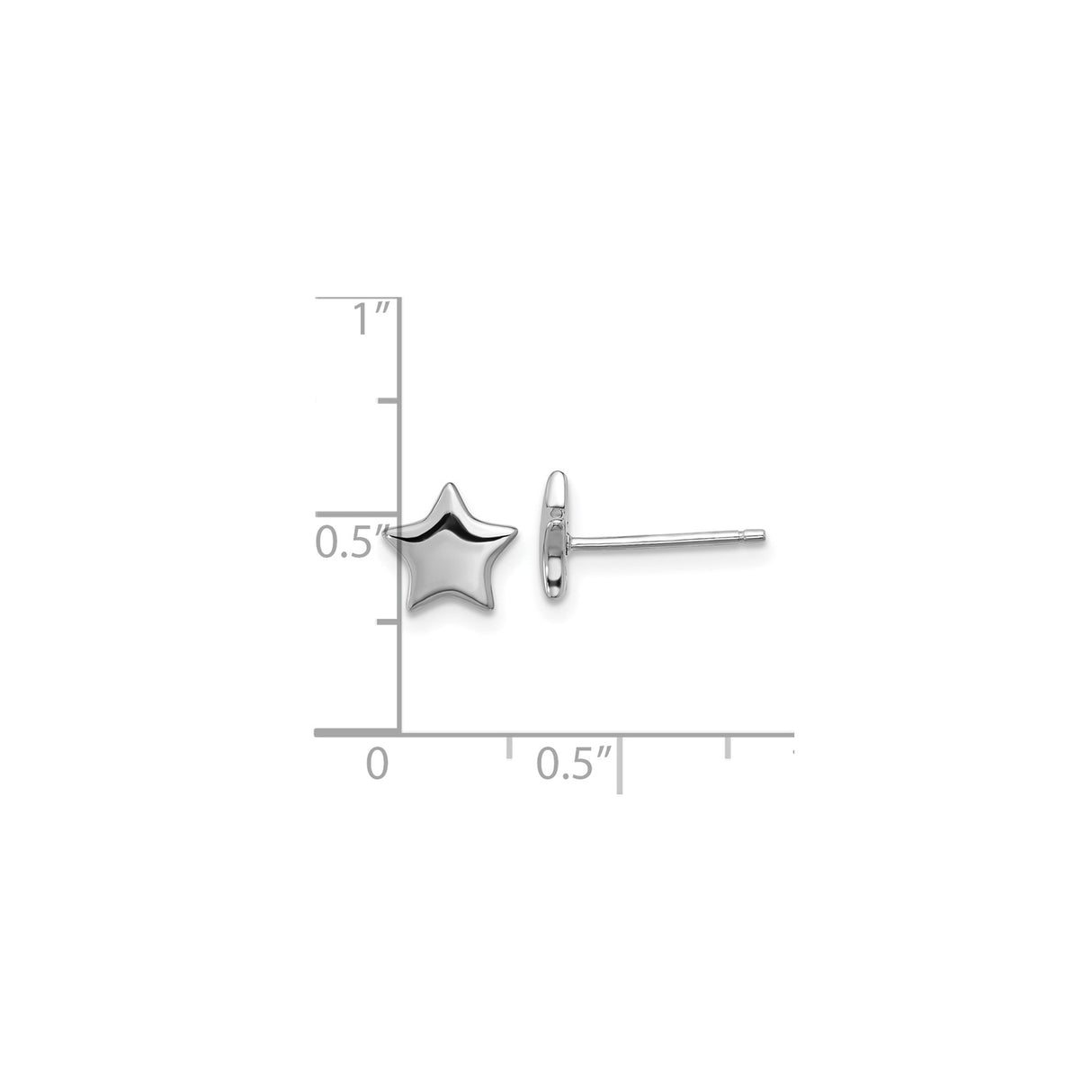 Sterling Silver Star Stud Earrings, Five-Point Polished Design, Minimalist Celestial Style