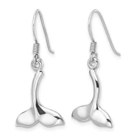 Sterling Silver Dangle Earrings with Whale Tail Ocean Design for Women