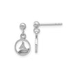 Sterling Silver Ichthys Fish Dangle Earrings with Wave Accents, Christian Symbol Design