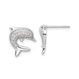 Sterling Silver Dolphin Stud Earrings with Cubic Zirconia, Ocean Theme Jewelry for Women