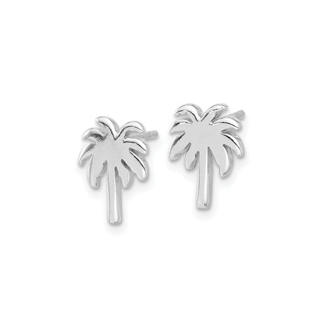Sterling Silver Palm Tree Stud Earrings, Tropical Beach Vacation Style Jewelry for Women