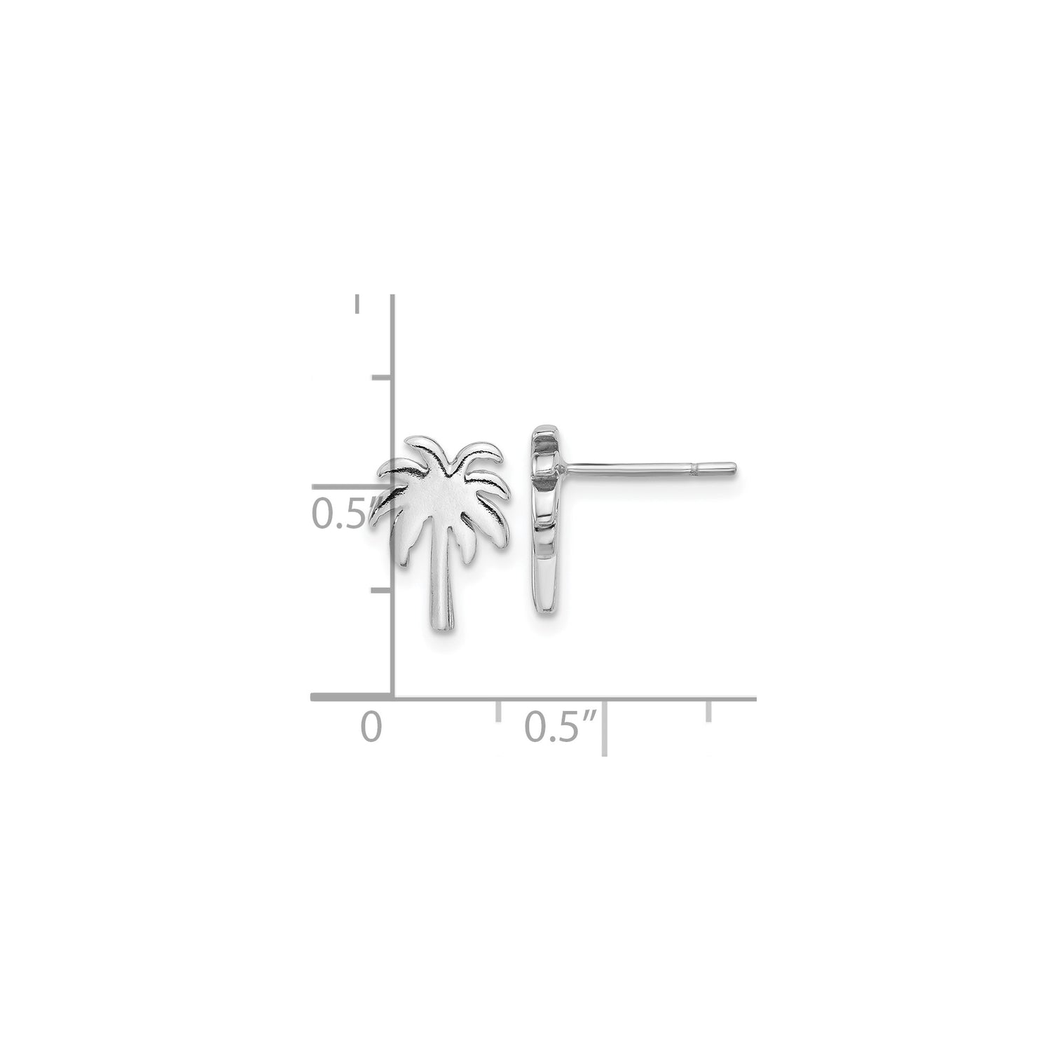 Sterling Silver Palm Tree Stud Earrings, Tropical Beach Vacation Style Jewelry for Women