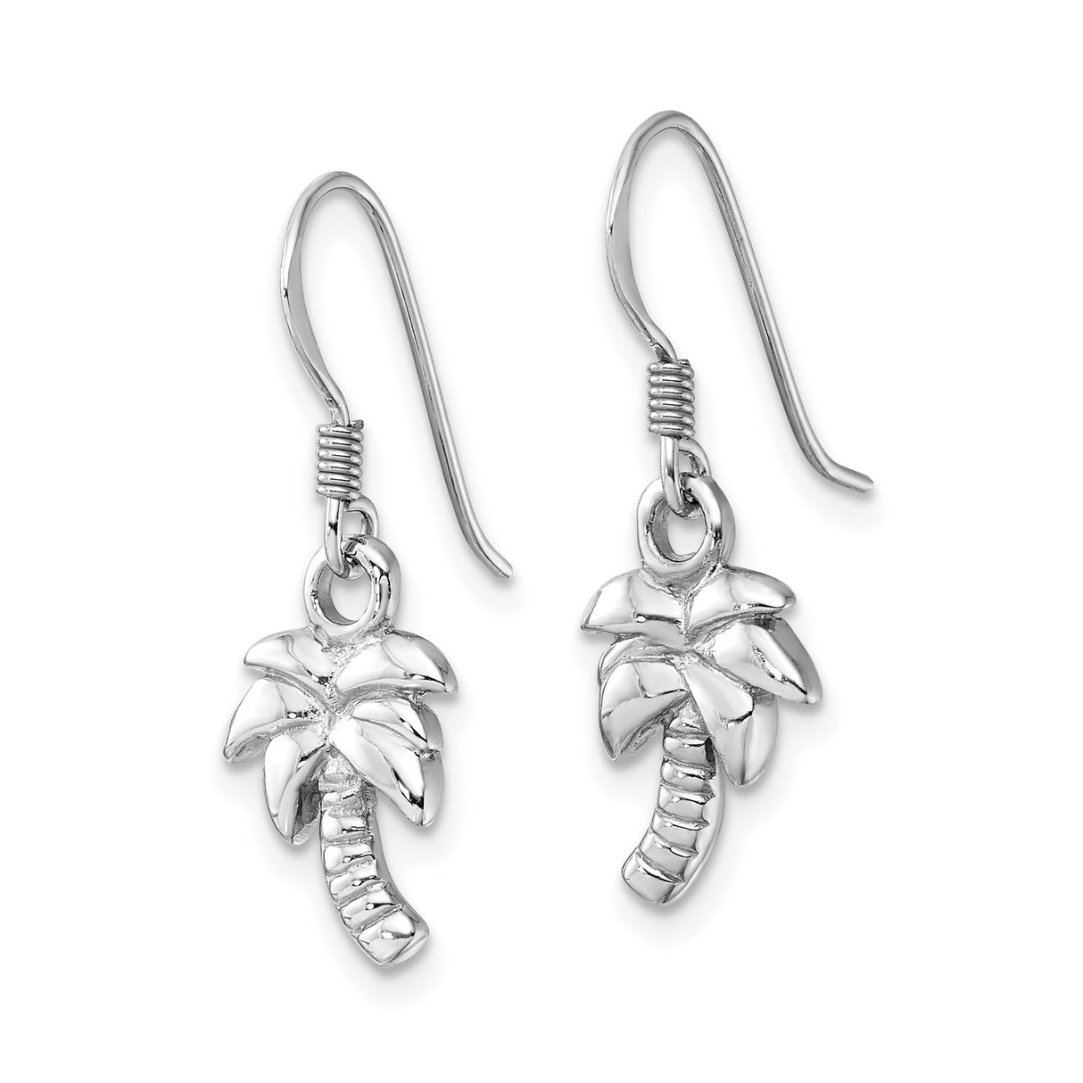 Sterling Silver Palm Tree Dangle Earrings, Tropical Beach Vibe Design for Women