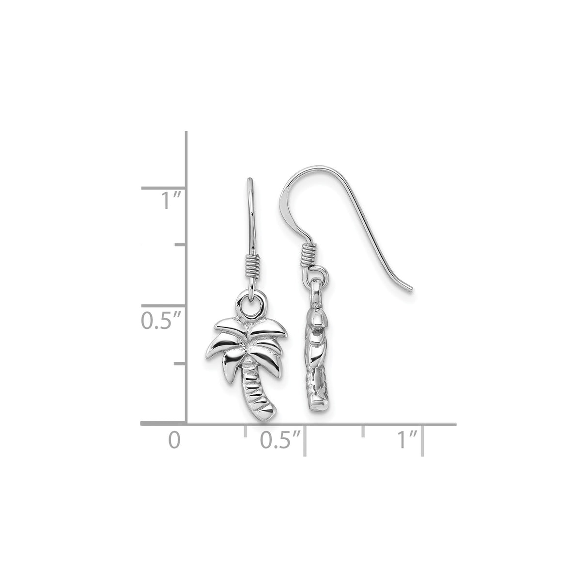 Sterling Silver Palm Tree Dangle Earrings, Tropical Beach Vibe Design for Women