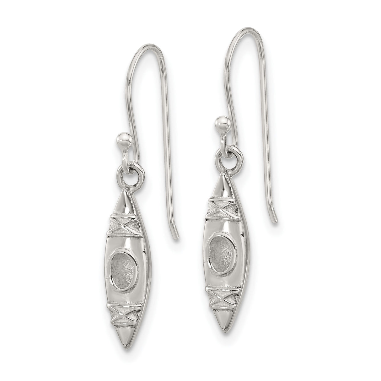 Sterling Silver Kayak Dangle Earrings with Realistic Canoe Design for Women