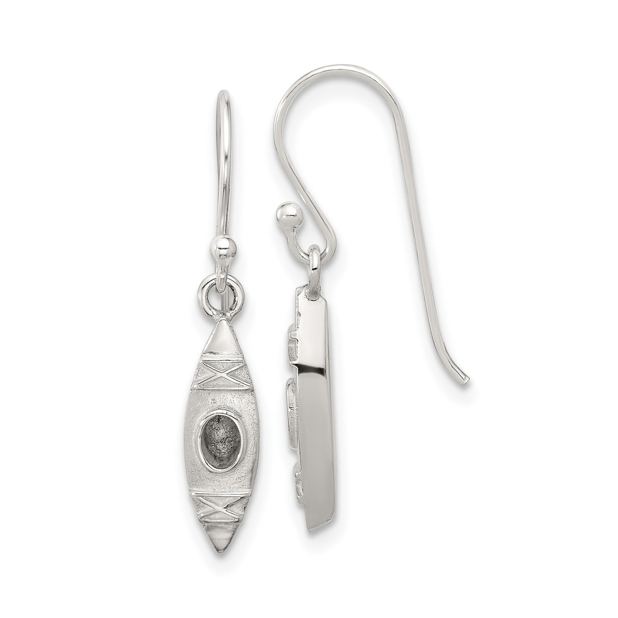 Sterling Silver Kayak Dangle Earrings with Realistic Canoe Design for Women