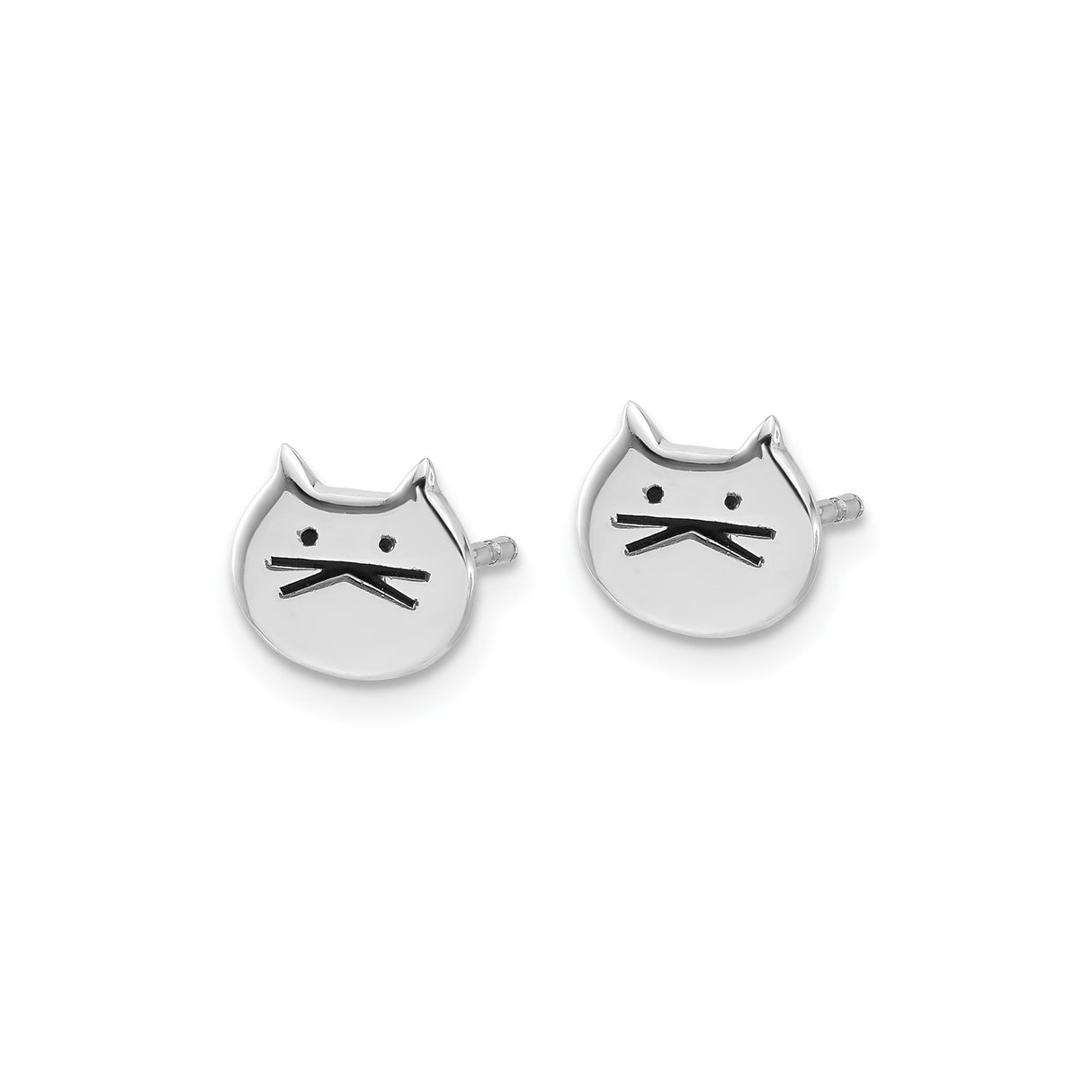 Sterling Silver Cat Face Stud Earrings, Minimalist Feline Design for Women and Girls
