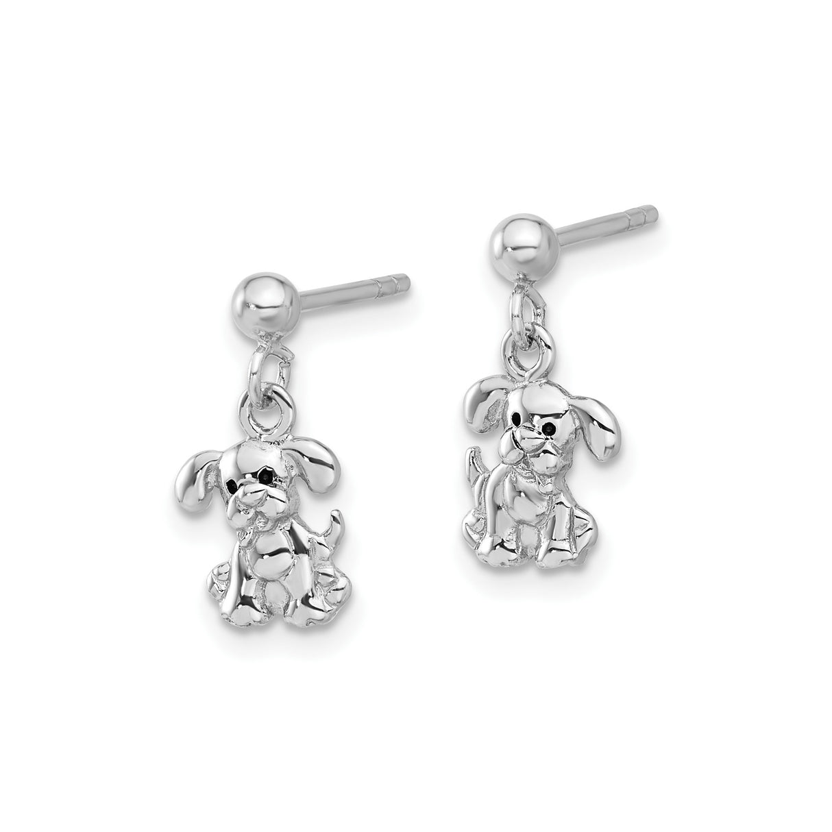 Sterling Silver Puppy Dangle Earrings with Dog Charm Design for Women and Girls