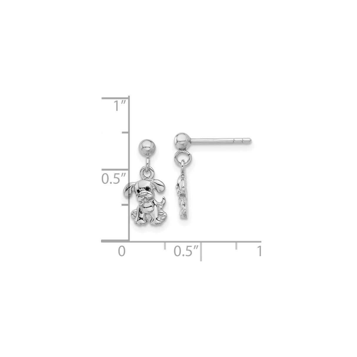 Sterling Silver Puppy Dangle Earrings with Dog Charm Design for Women and Girls