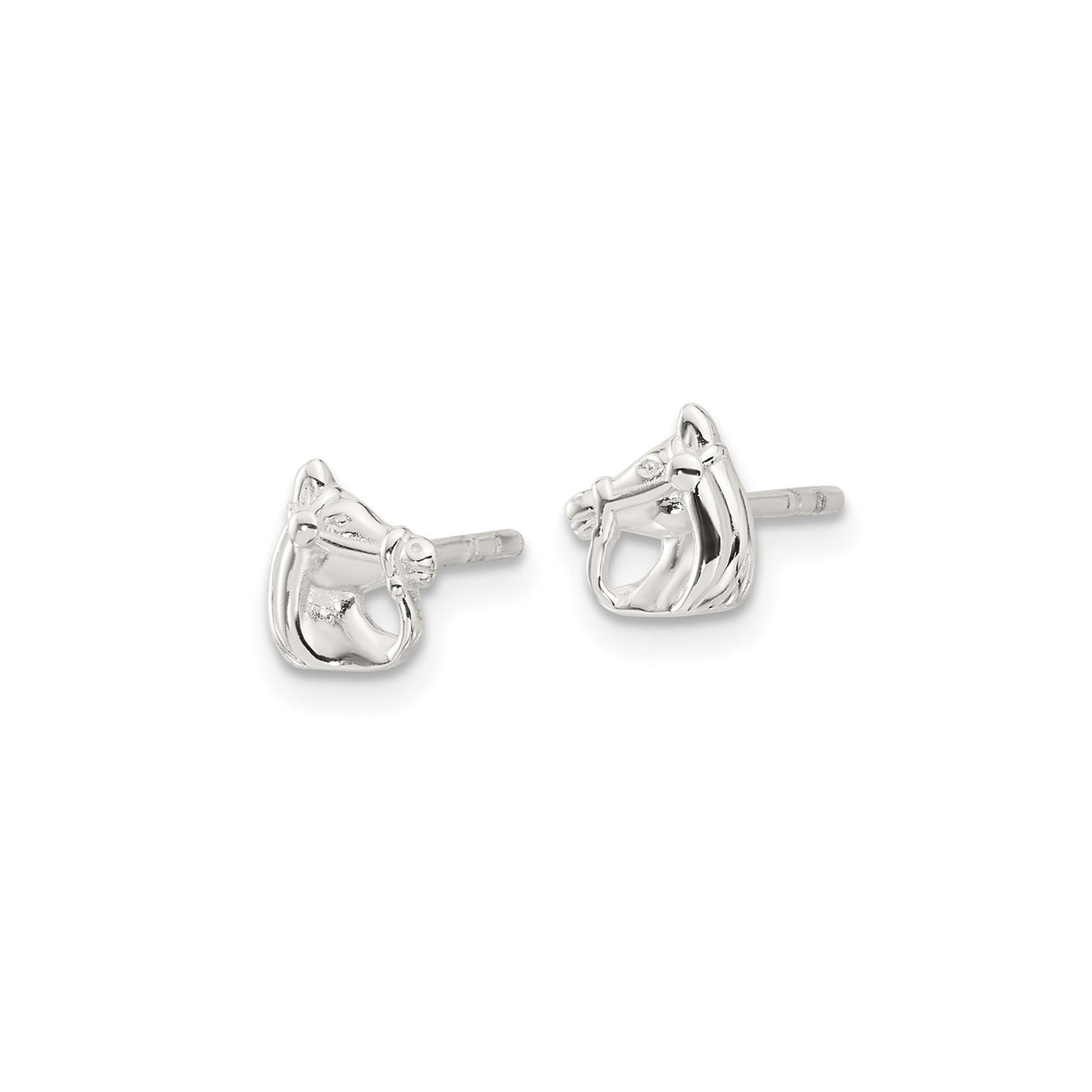 Sterling Silver Horse Head Stud Earrings, Equestrian Design for Women and Girls