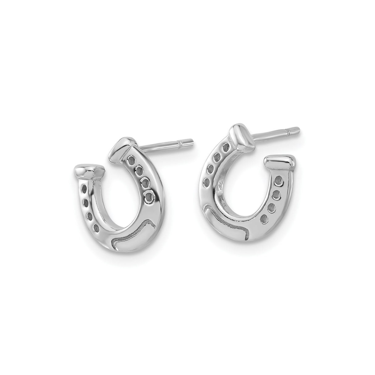 Sterling Silver Horseshoe Stud Earrings, Polished Openwork Lucky Charm Design