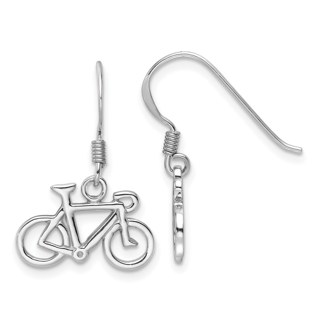 Sterling Silver Bicycle Charm Dangle Earrings, Sporty Cycling Jewelry for Women
