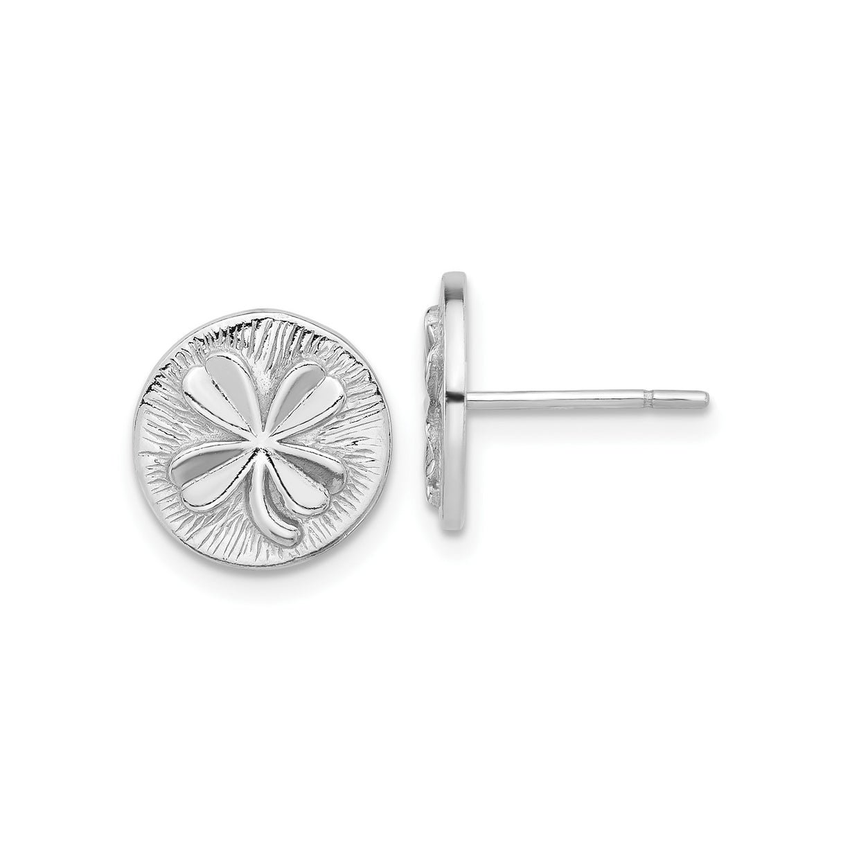 Sterling Silver Sand Dollar Stud Earrings, Coastal Textured Design, Nautical Beach Style for Women