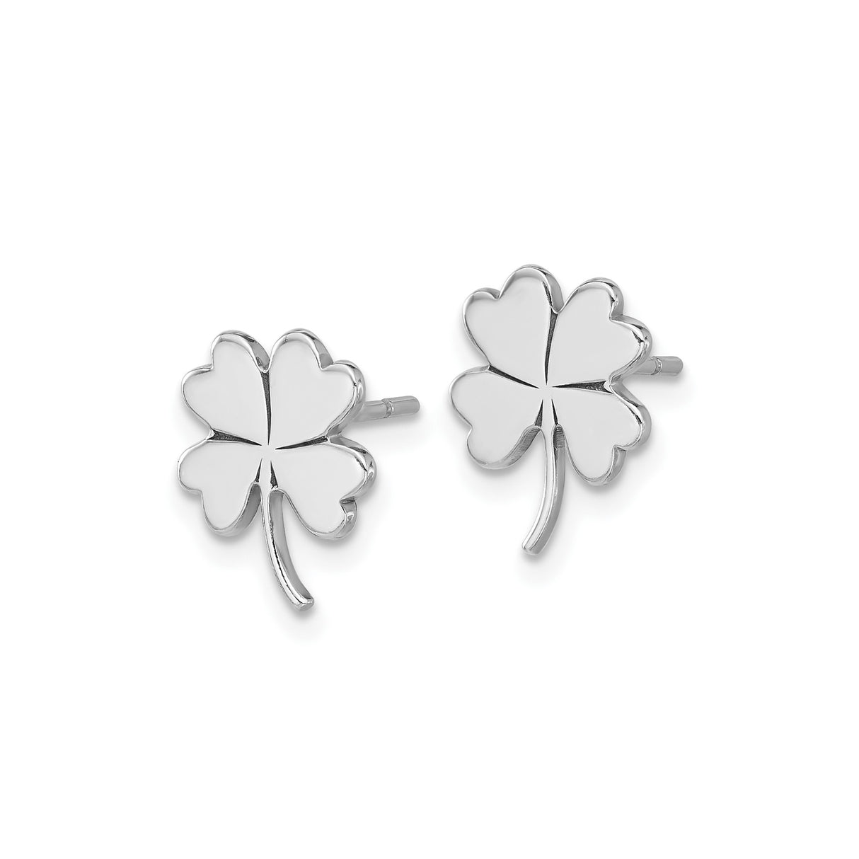 Sterling Silver Clover Stud Earrings, Four-Leaf Design, Irish Lucky Charm Jewelry