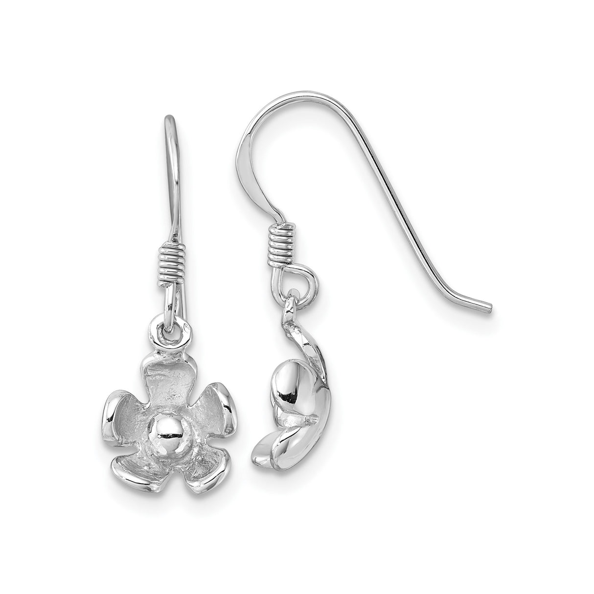 Sterling Silver Drop Earrings with Delicate Flower Petal Design for Women