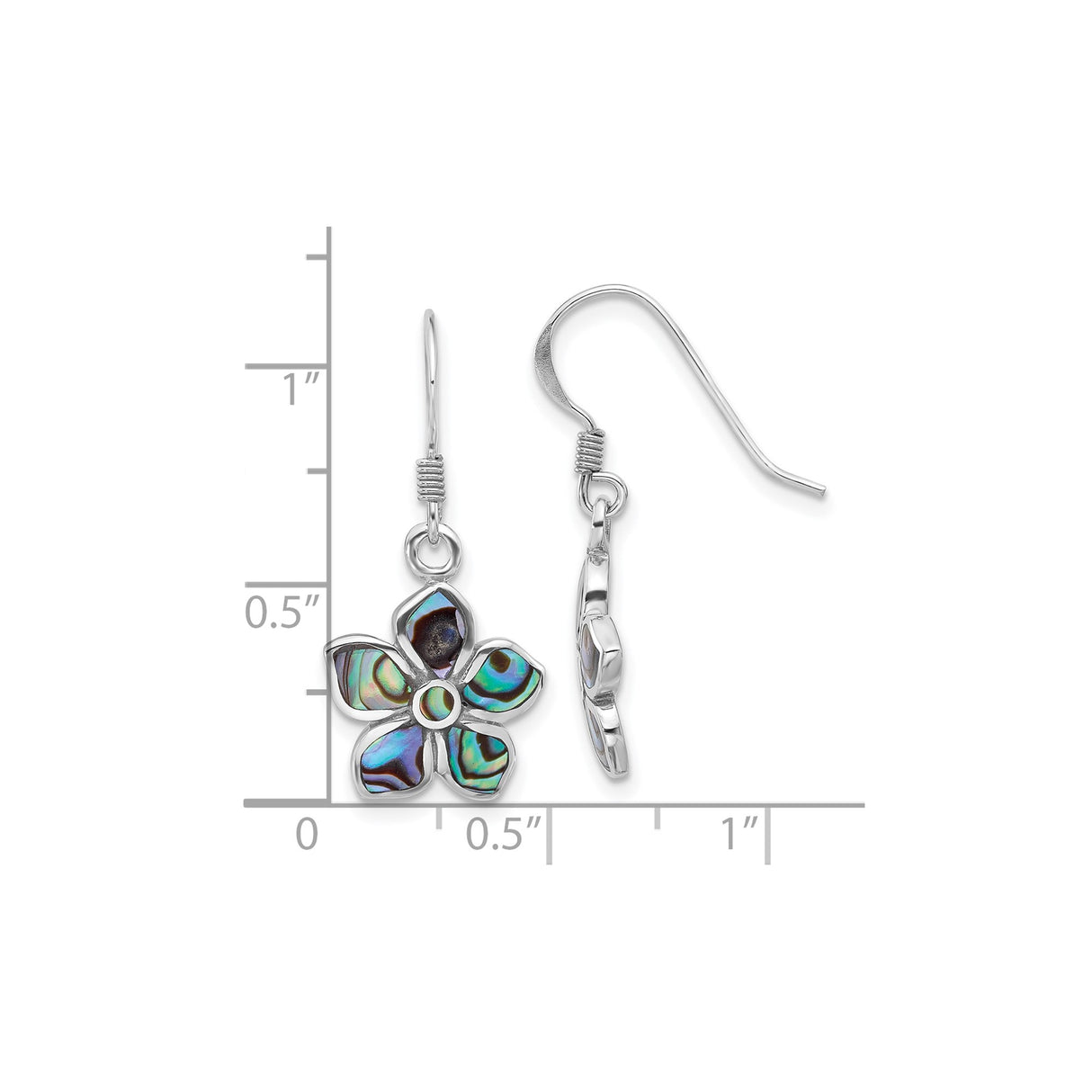 Sterling Silver Dangle Earrings with Abalone Shell, Floral Drop Boho Style for Women