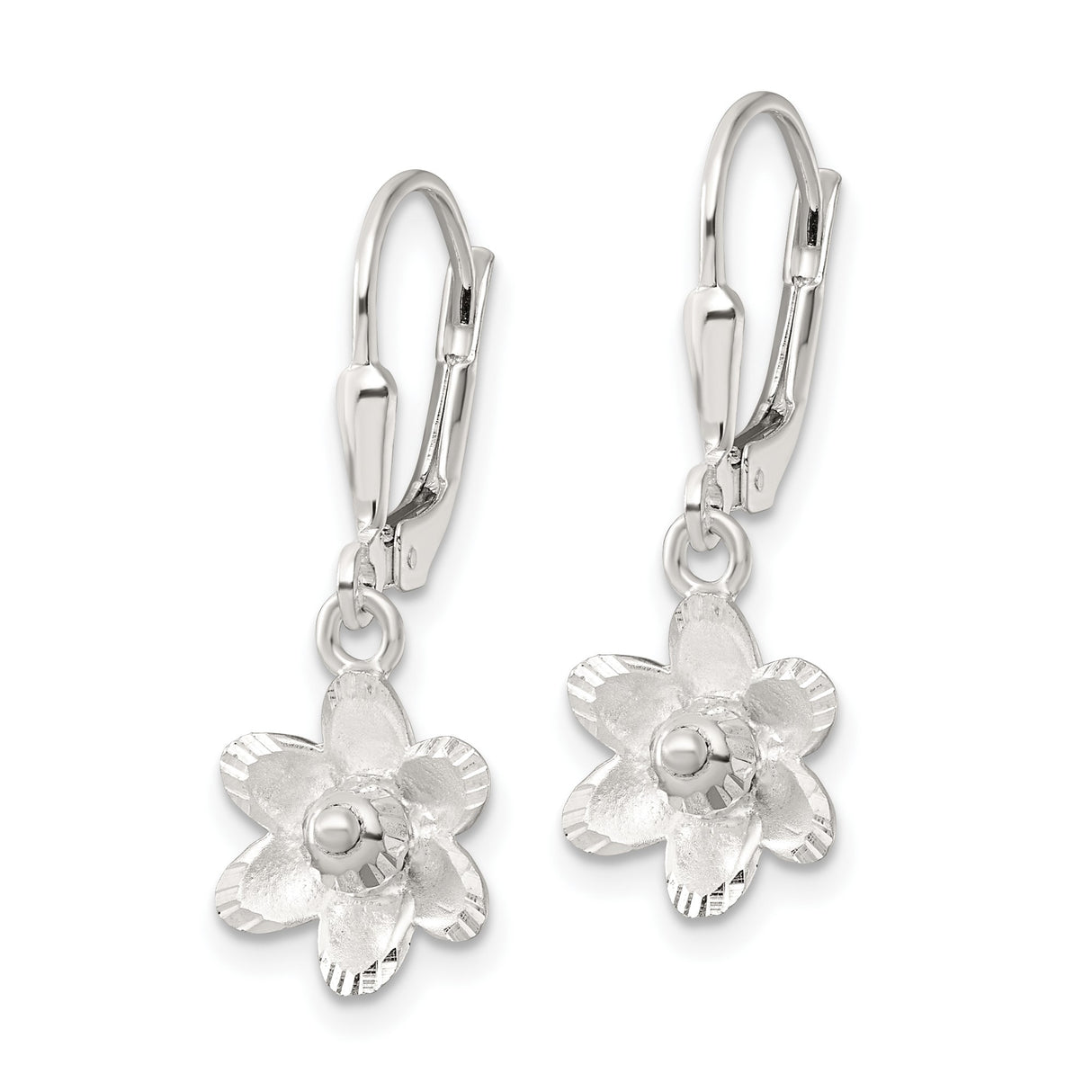 Sterling Silver Floral Leverback Dangle Earrings with Bloom Design for Women