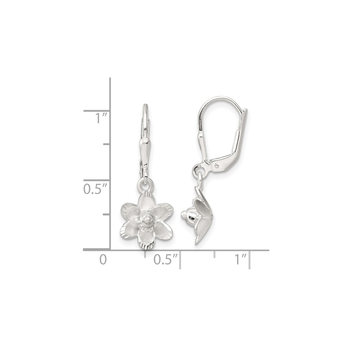 Sterling Silver Floral Leverback Dangle Earrings with Bloom Design for Women