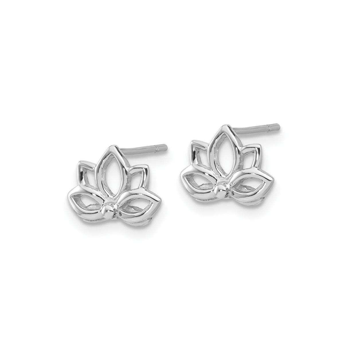Sterling Silver Lotus Flower Stud Earrings with Openwork Zen Design for Women