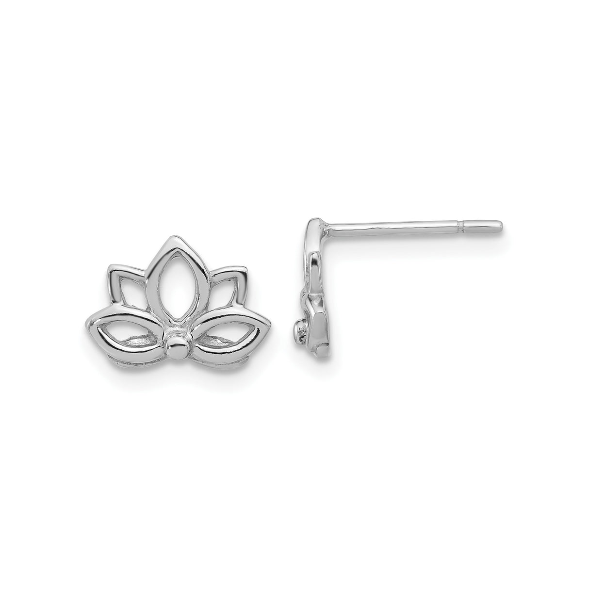 Sterling Silver Lotus Flower Stud Earrings with Openwork Zen Design for Women
