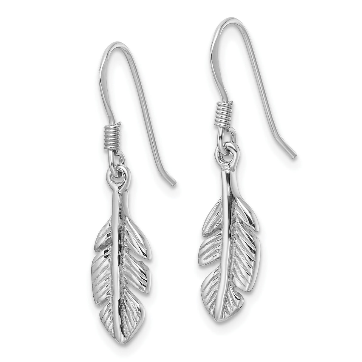 Sterling Silver Feather Dangle Earrings, Lightweight Hook, Boho Tribal Minimalist Style for Women