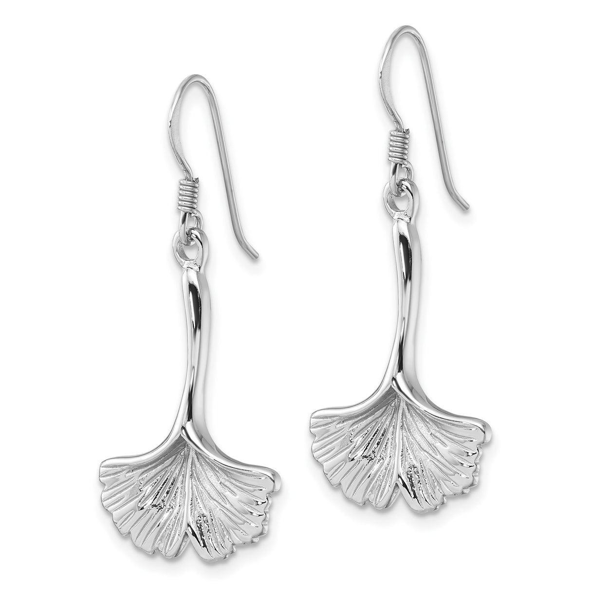 Sterling Silver Dangle Earrings with Ginkgo Leaf Botanical Design, Nature-Inspired Jewelry