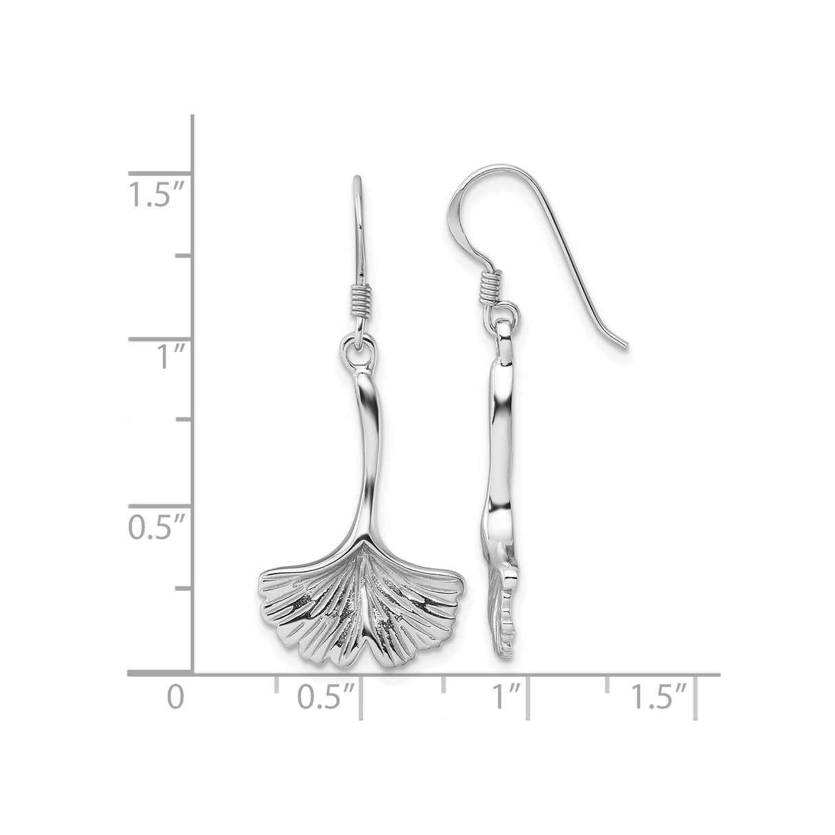 Sterling Silver Dangle Earrings with Ginkgo Leaf Botanical Design, Nature-Inspired Jewelry