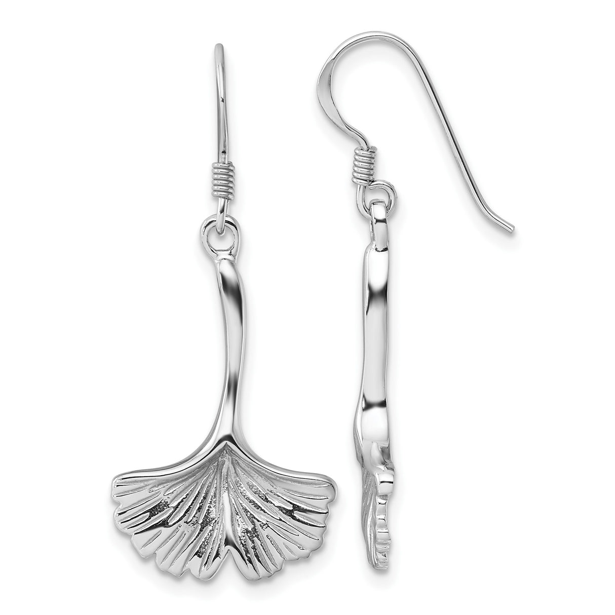 Sterling Silver Dangle Earrings with Ginkgo Leaf Botanical Design, Nature-Inspired Jewelry