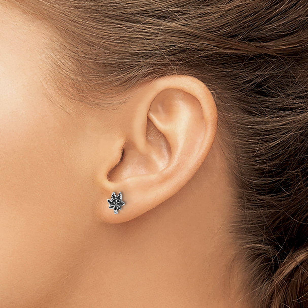 Sterling Silver Maple Leaf Stud Earrings, Nature Inspired Botanical Design, Unisex Casual Style