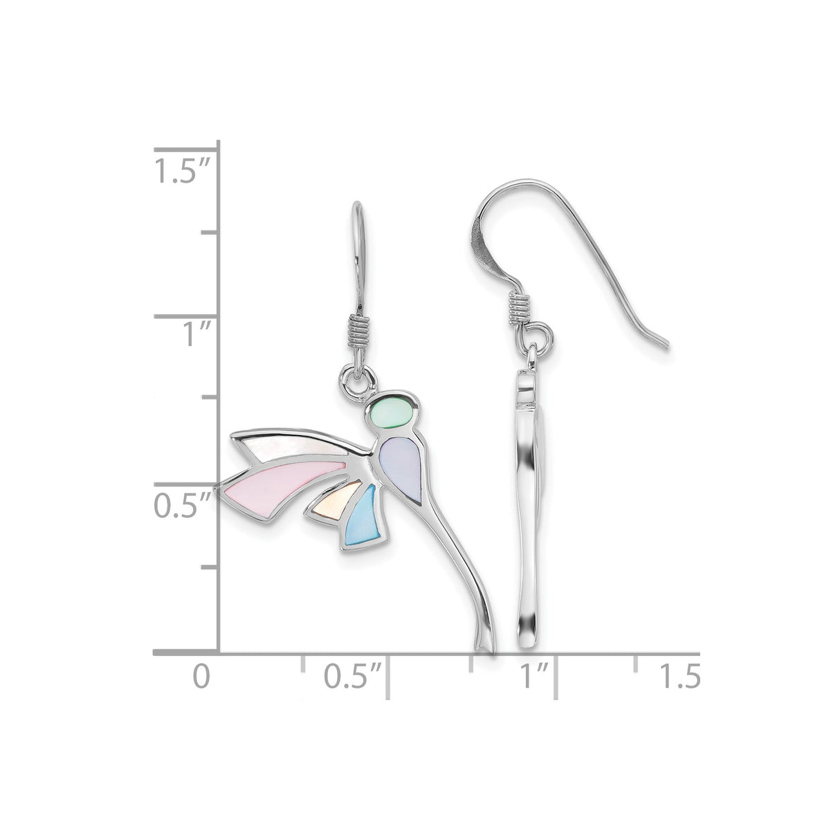 Sterling Silver Dragonfly Dangle Earrings with Mother of Pearl, Boho Nature-Inspired Design