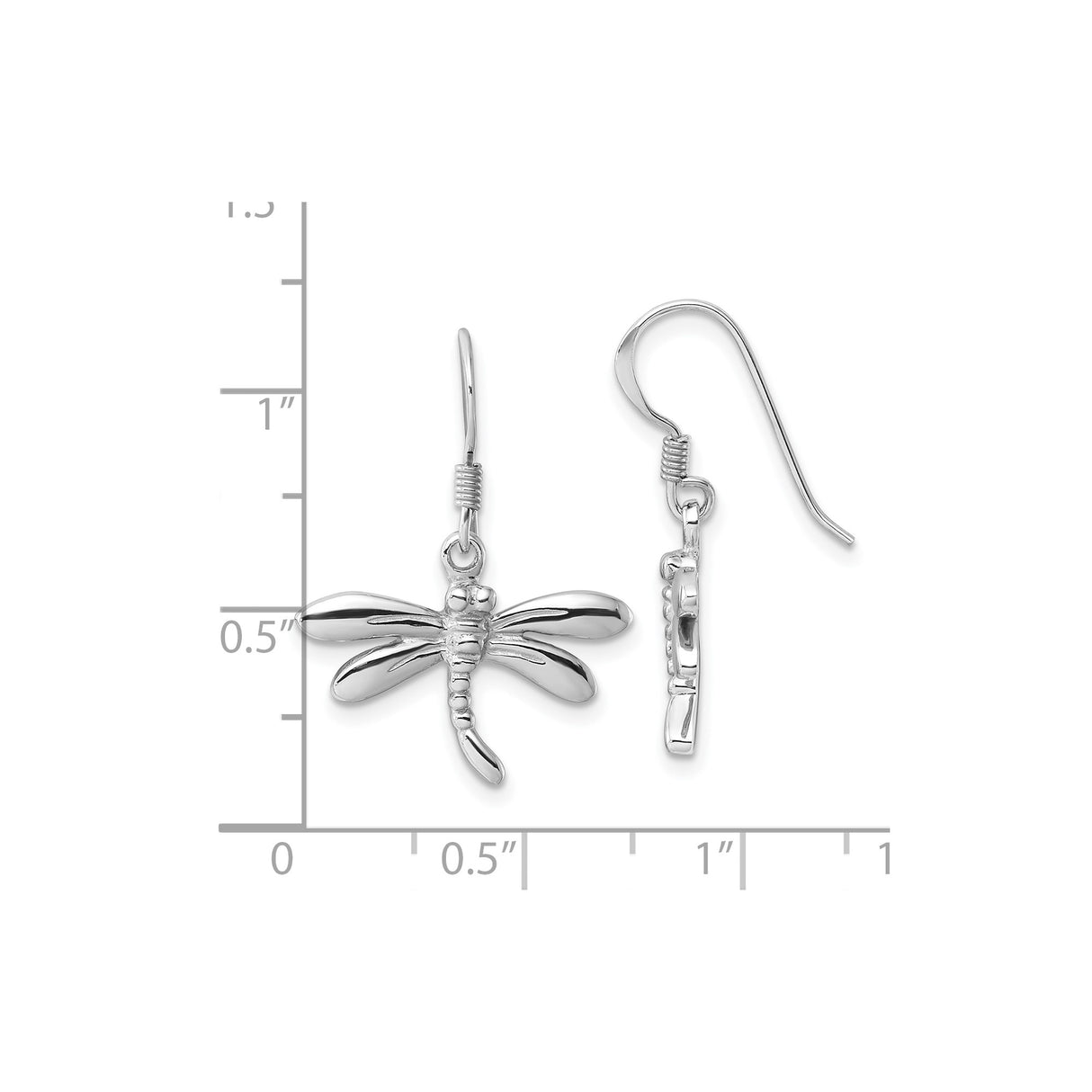 Sterling Silver Dragonfly Dangle Earrings with Polished Insect Design for Women