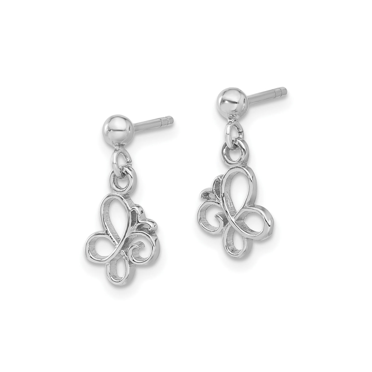Sterling Silver Butterfly Drop Earrings with Infinity Design, Lightweight Openwork Style
