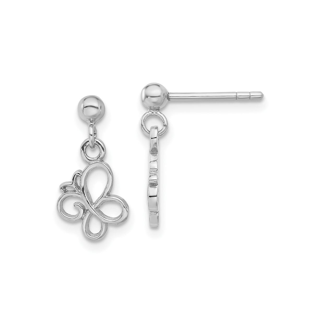 Sterling Silver Butterfly Drop Earrings with Infinity Design, Lightweight Openwork Style