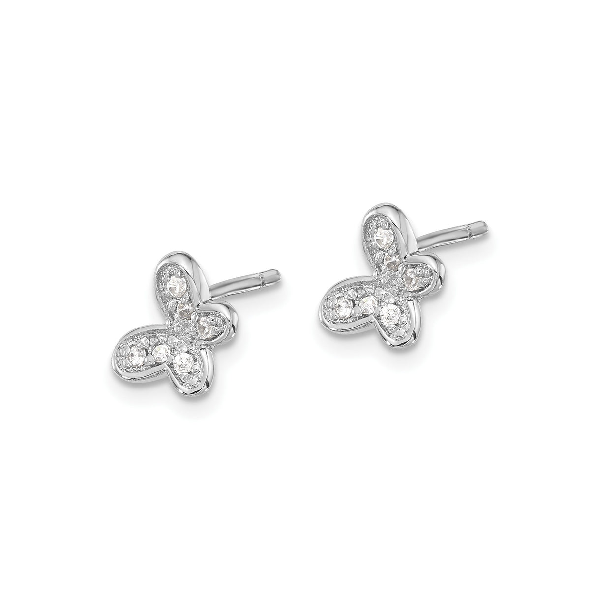Sterling Silver Butterfly Stud Earrings with Cubic Zirconia, Nature-Inspired Design for Women and Girls