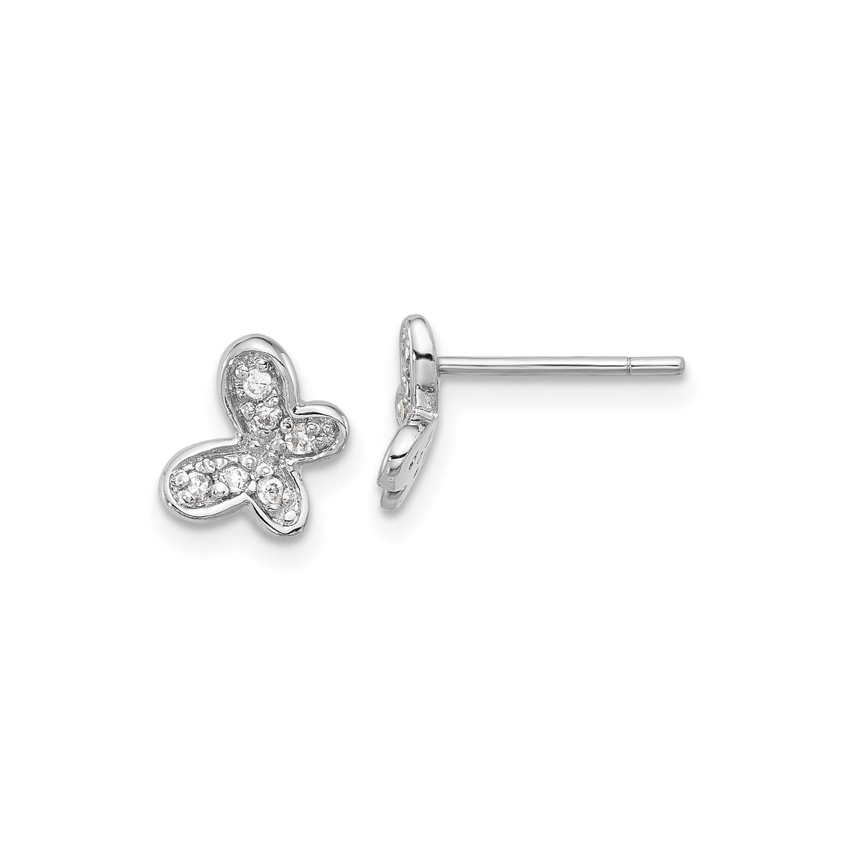 Sterling Silver Butterfly Stud Earrings with Cubic Zirconia, Nature-Inspired Design for Women and Girls