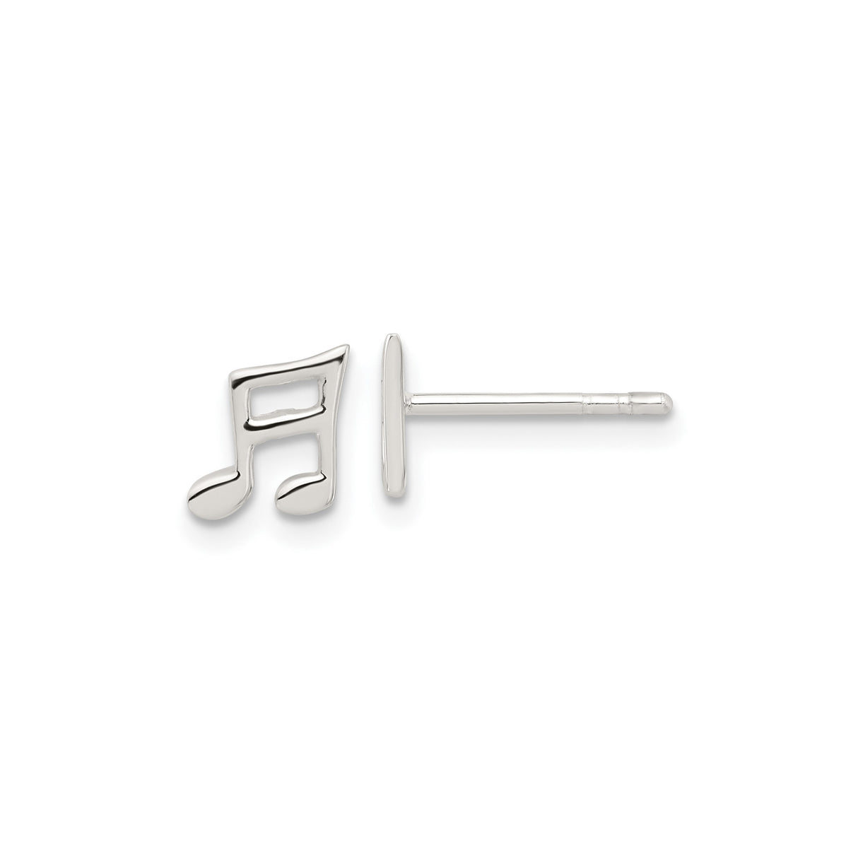 Sterling Silver Musical Note Stud Earrings, Minimalist Music Symbol Design for Women and Teens