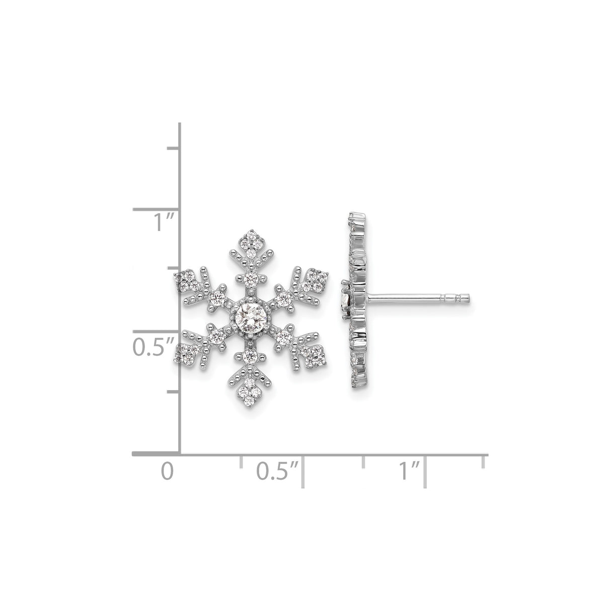 Sterling Silver Snowflake Stud Earrings with Crystal and Cubic Zirconia Accents