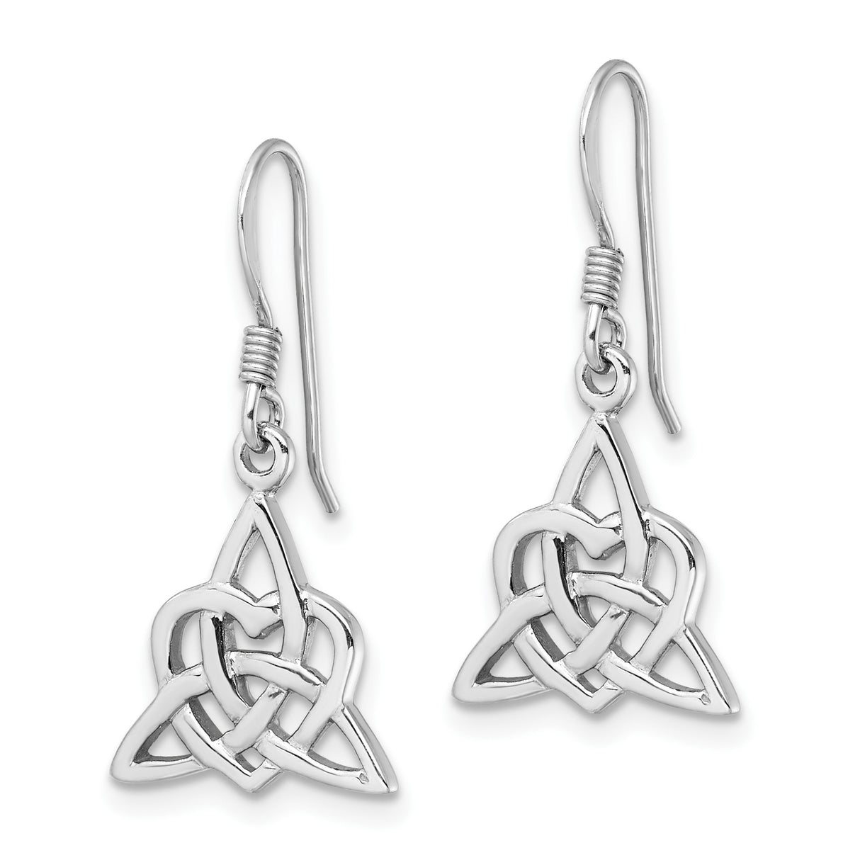 Sterling Silver Dangle Earrings with Celtic Triquetra Heart Knot Design for Women