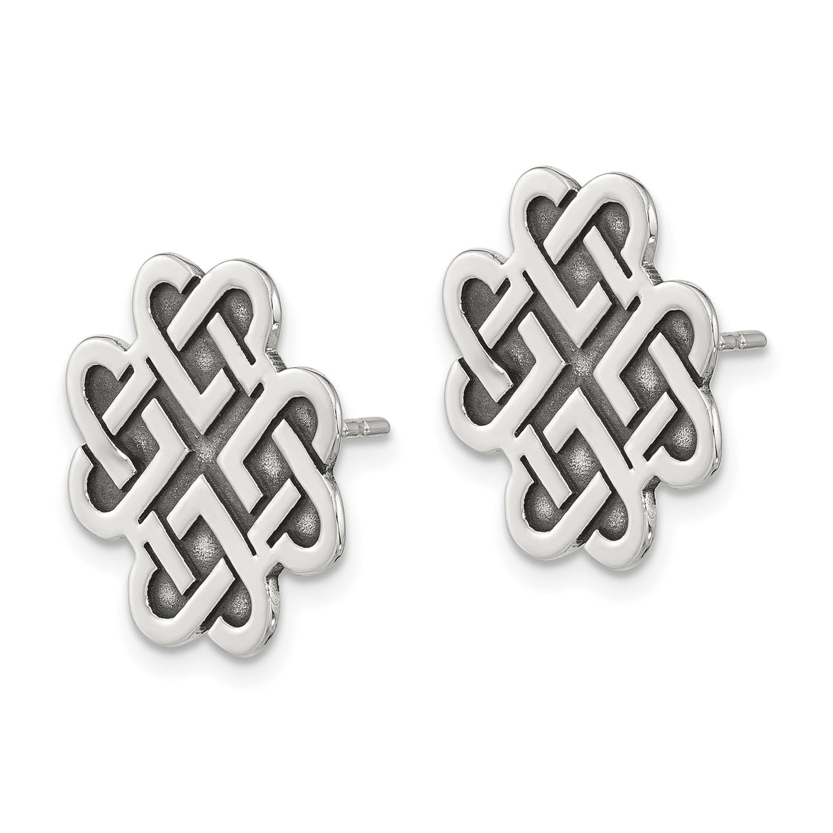 Sterling Silver Celtic Knot Stud Earrings with Intricate Interwoven Eternity Design