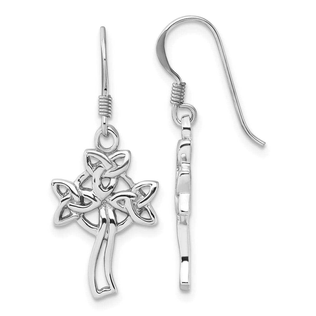 Sterling Silver Trinity Knot Cross Pendant with Openwork Design and Mirror Finish