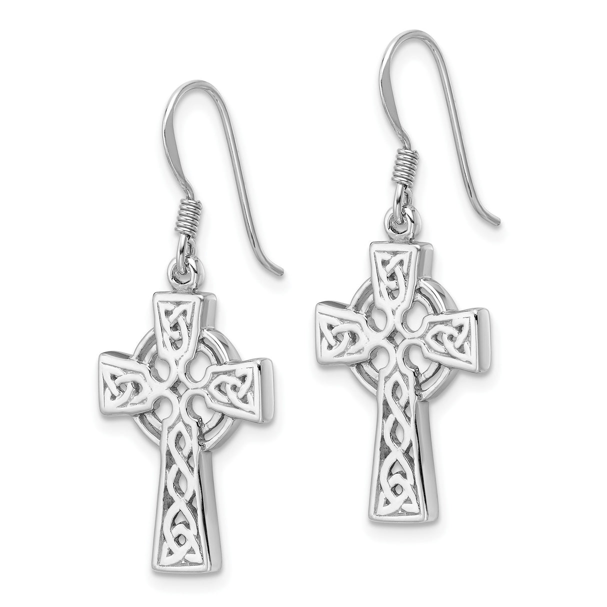 Sterling Silver Celtic Cross Pendant with Knot Motif and Halo Design