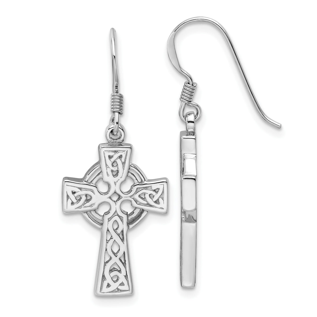 Sterling Silver Celtic Cross Pendant with Knot Motif and Halo Design