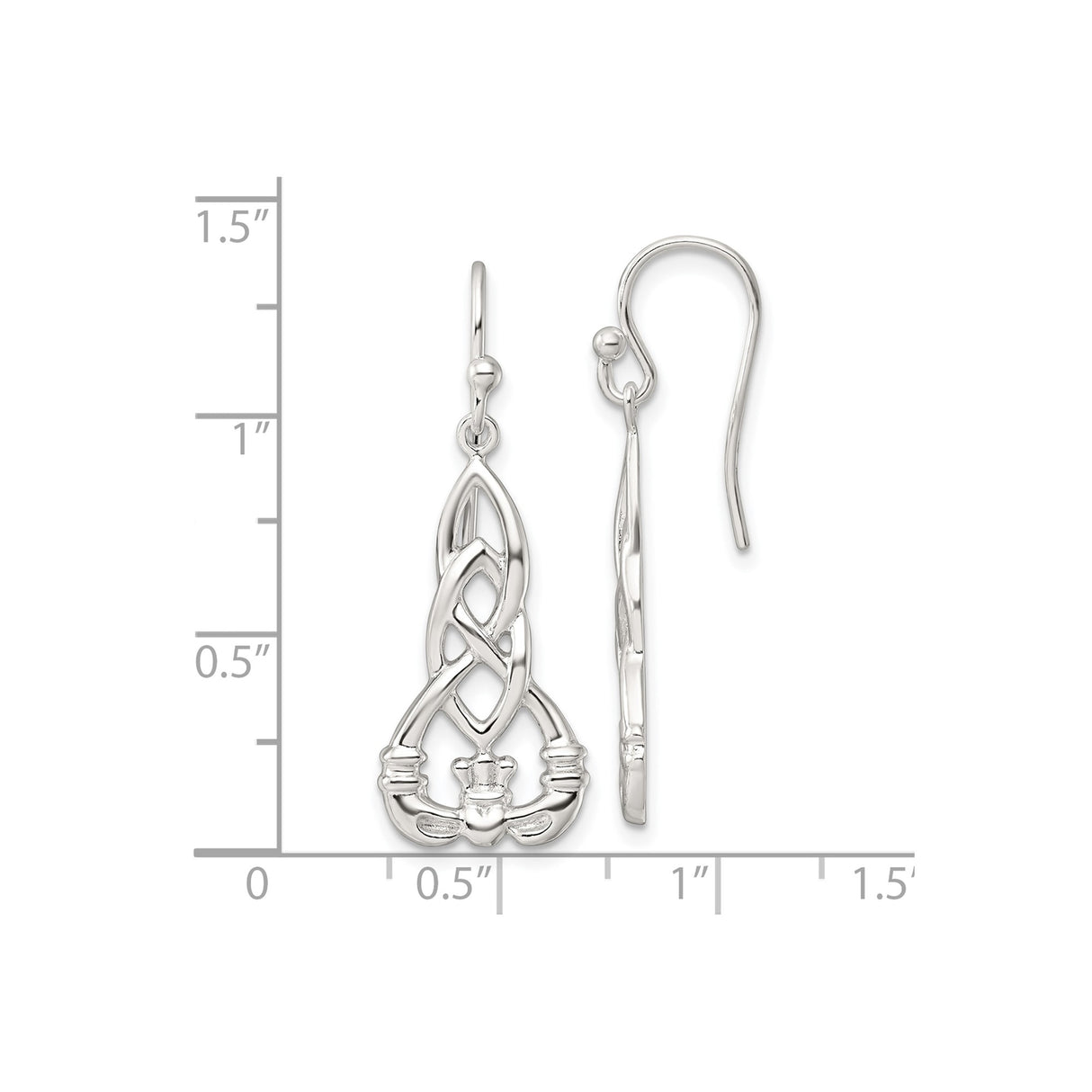 Sterling Silver Claddagh Dangle Earrings, Celtic Knot Design, Irish Heritage Jewelry for Women